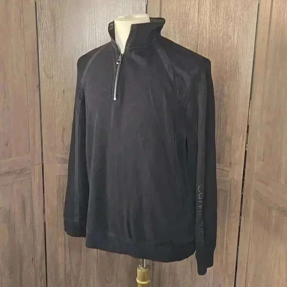 Calvin Klein Men's Black Quarter-Zip Sweater pullover